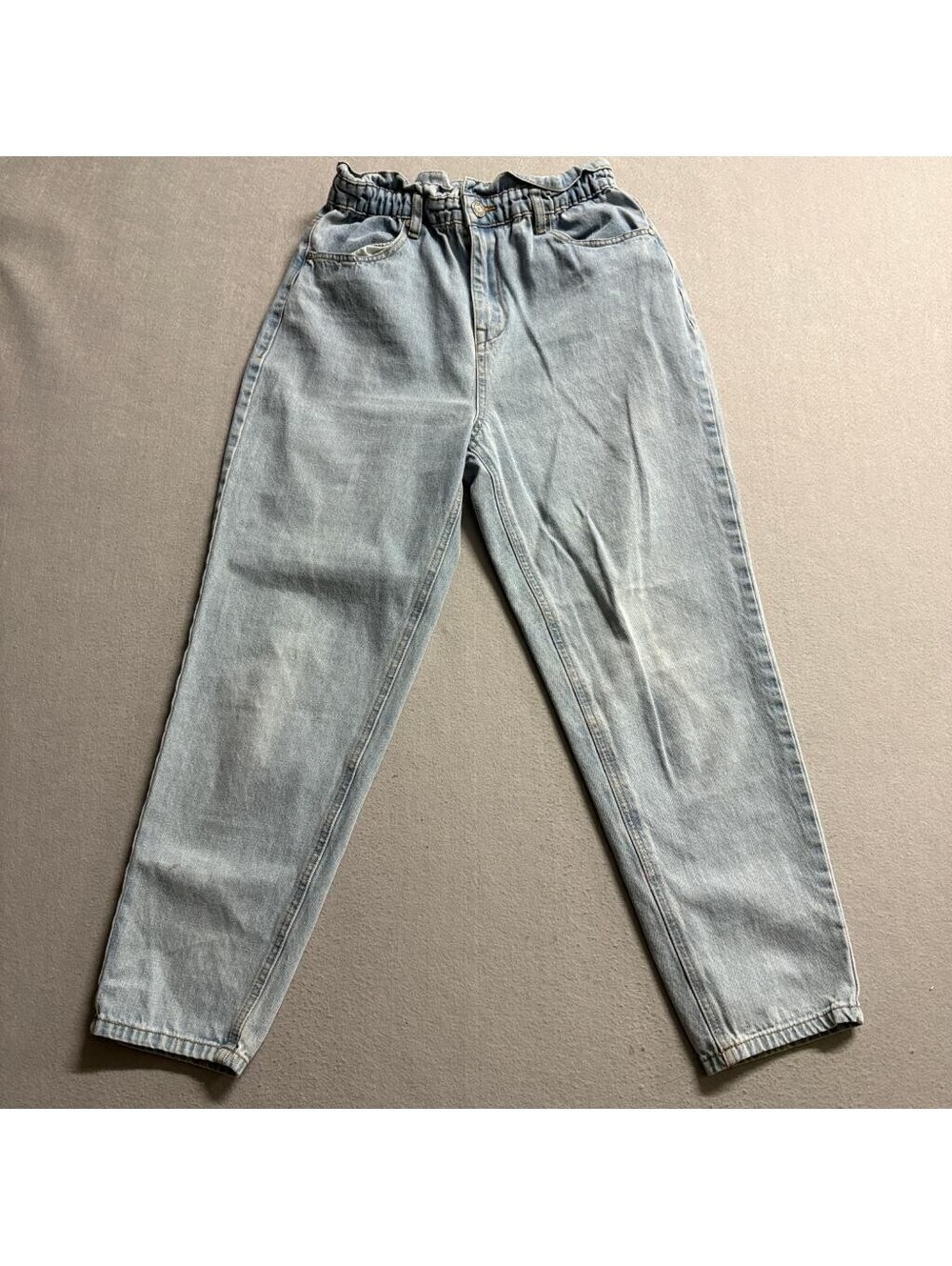 Denim Blvd Los Angeles Paperbag Waist Jeans Womens Medium Light Wash Denim